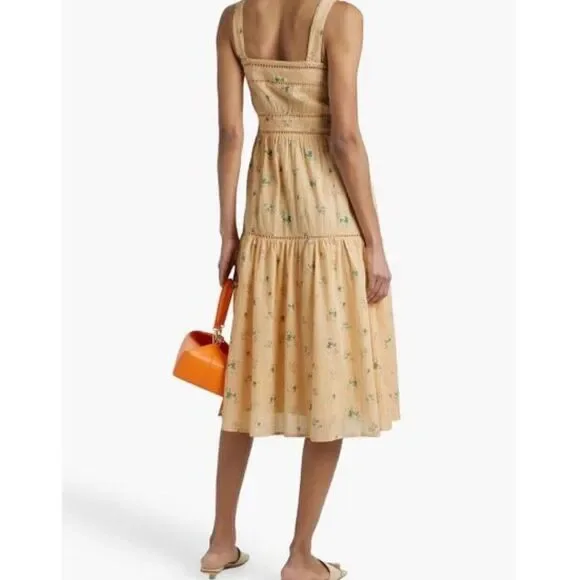 Joie Dress Sz 0 Yellow Floral Cotton Guaze Pintuck Button Front Cottagecore NWT - Picture 2 of 14